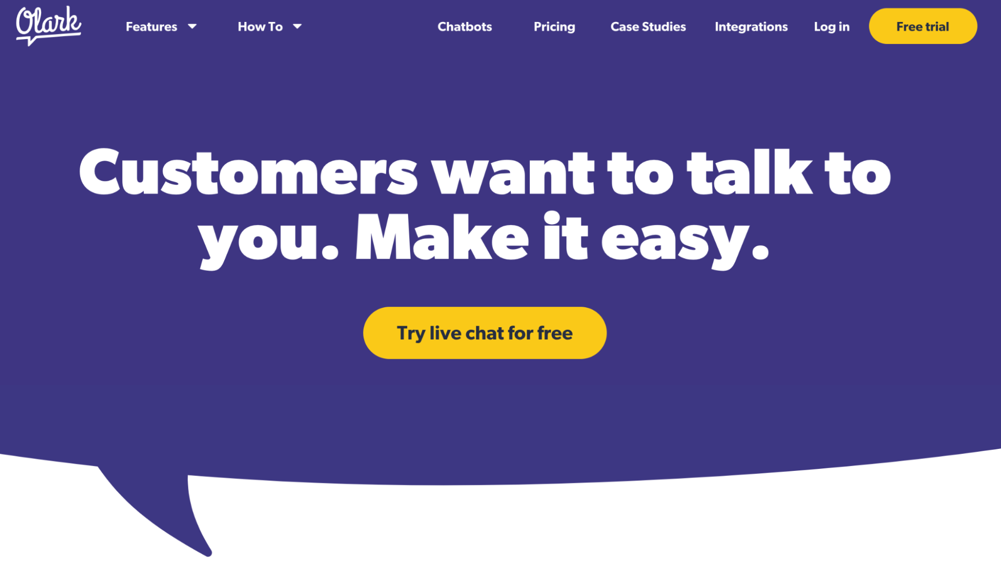 Intercom Alternatives: Screenshot of Olark homepage