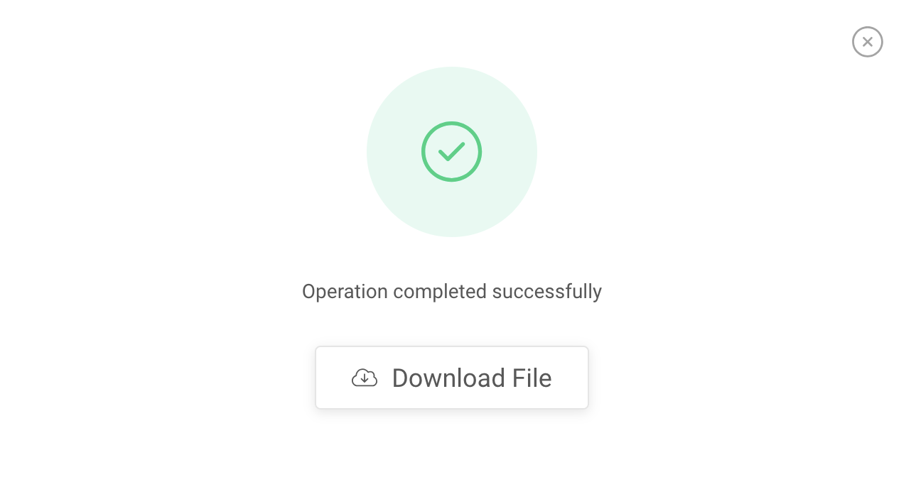 Screenshot showing user export finished modal on Userlist