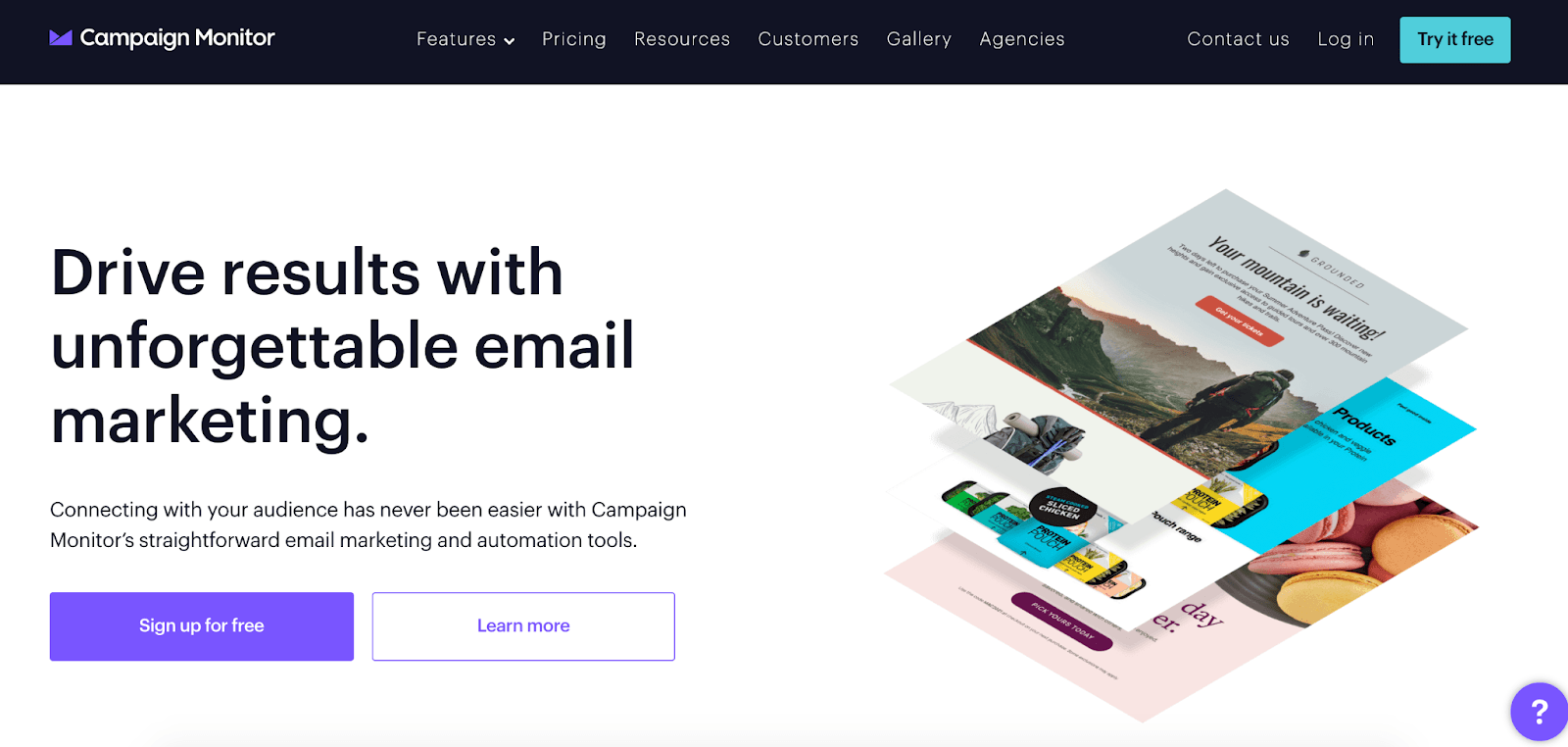 ConvertKit Alternatives: Screenshot of Campaign Monitor homepage