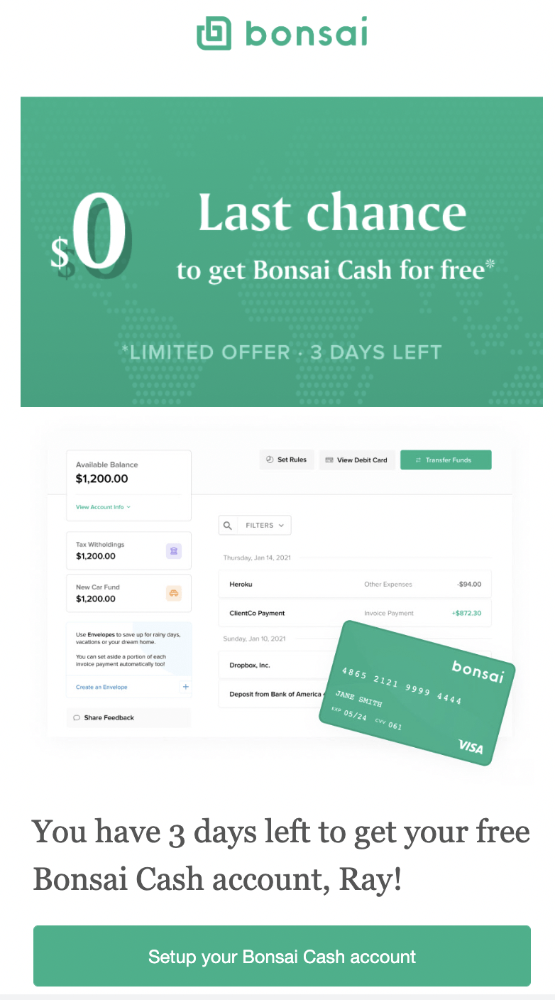 SaaS Email Nurture Campaigns: Bonsai's fourth nurture email