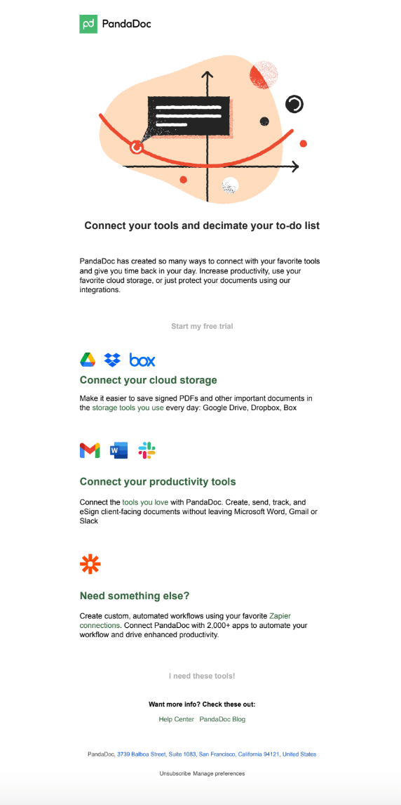 SaaS Email Nurture Campaigns: Pandadoc's fourth nurture email