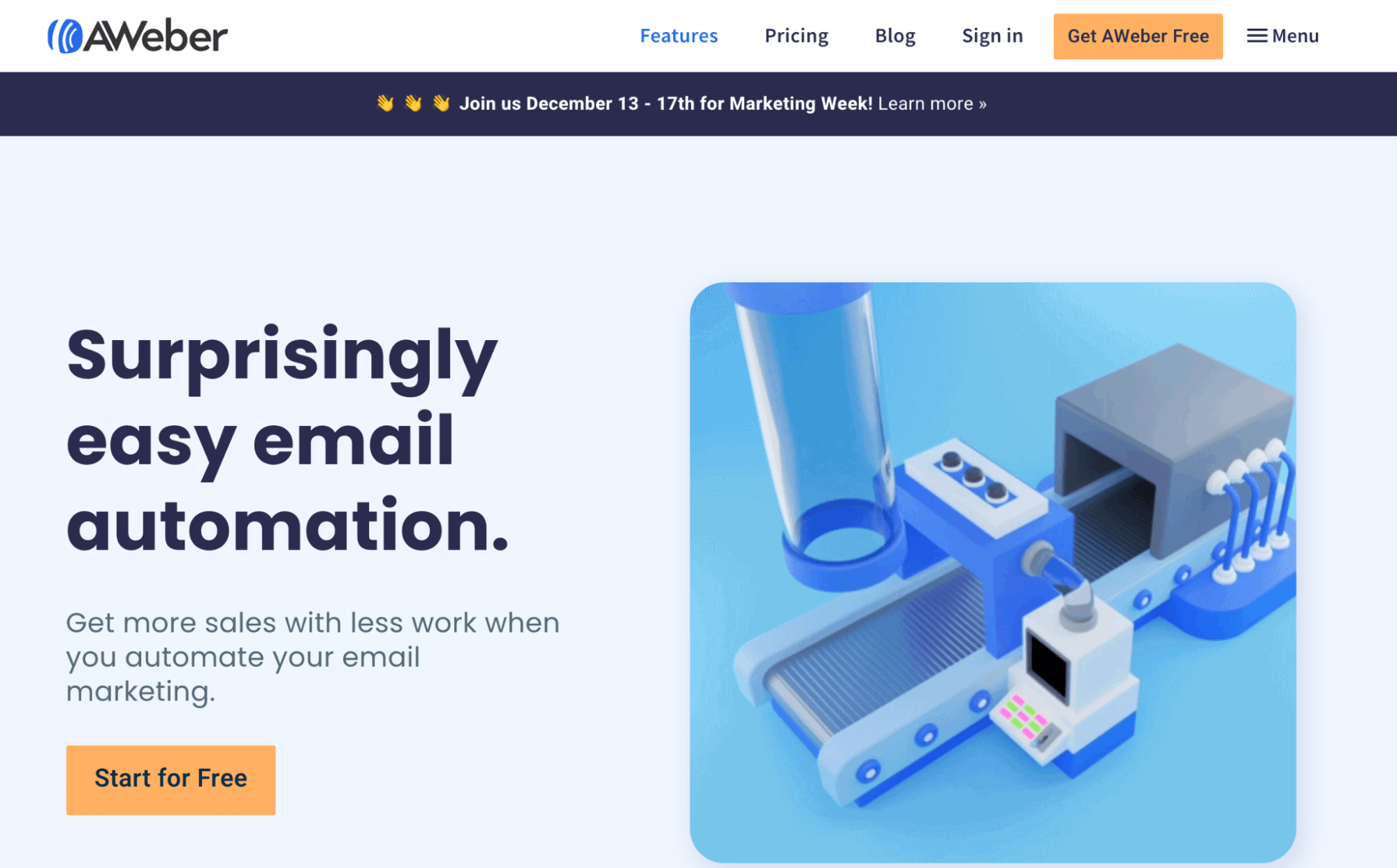 ActiveCampaign Alternatives: Screenshot of AWeber page