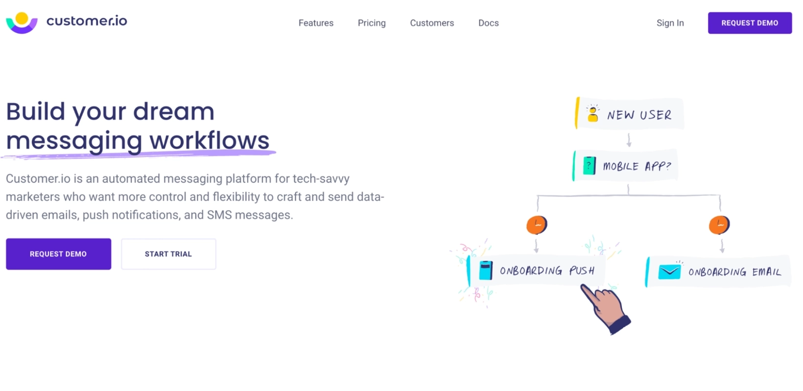 ActiveCampaign Alternatives: Screenshot of Customer.io page
