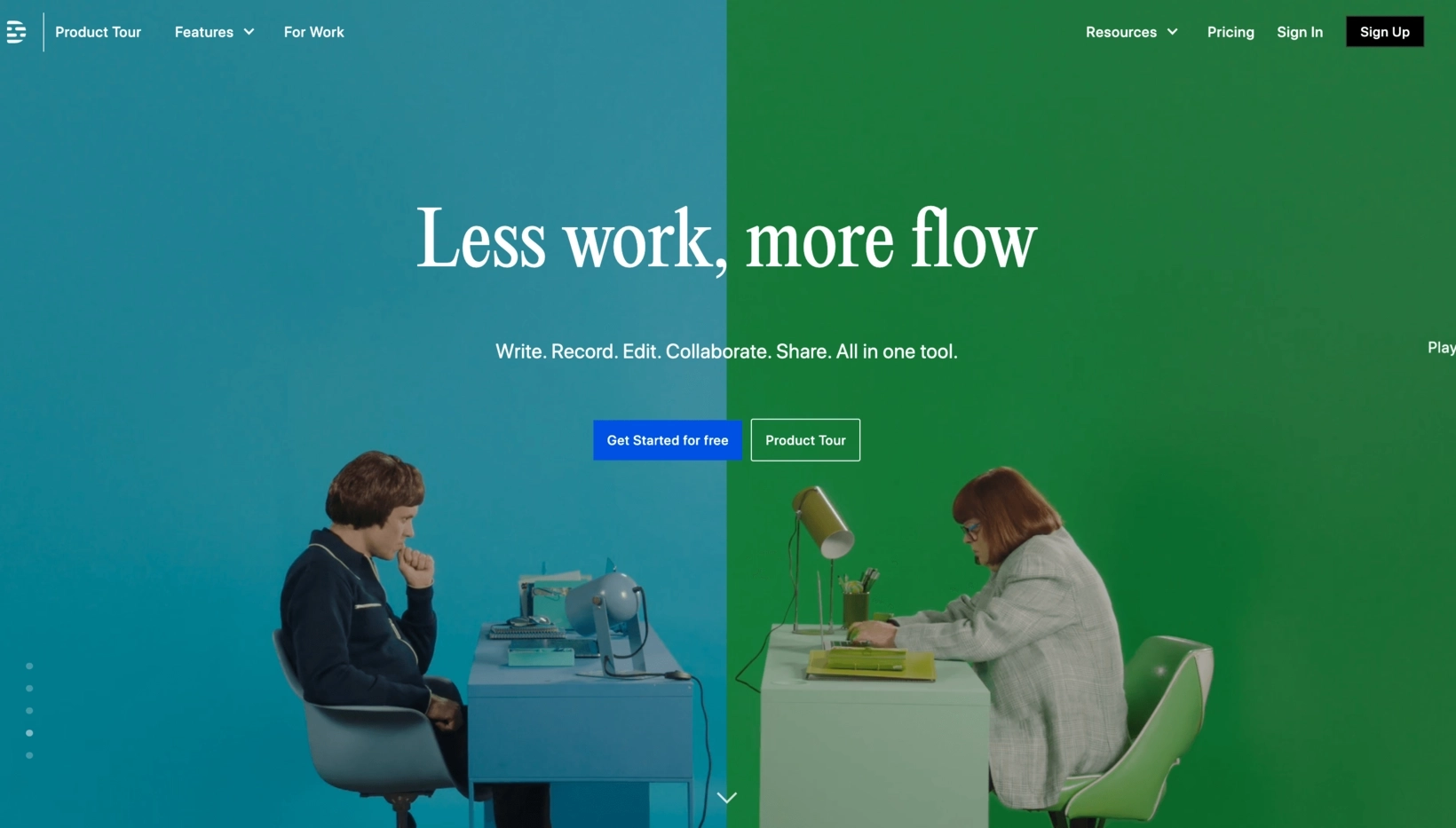 SaaS Brand Archetypes: Screenshot of Descript's homepage