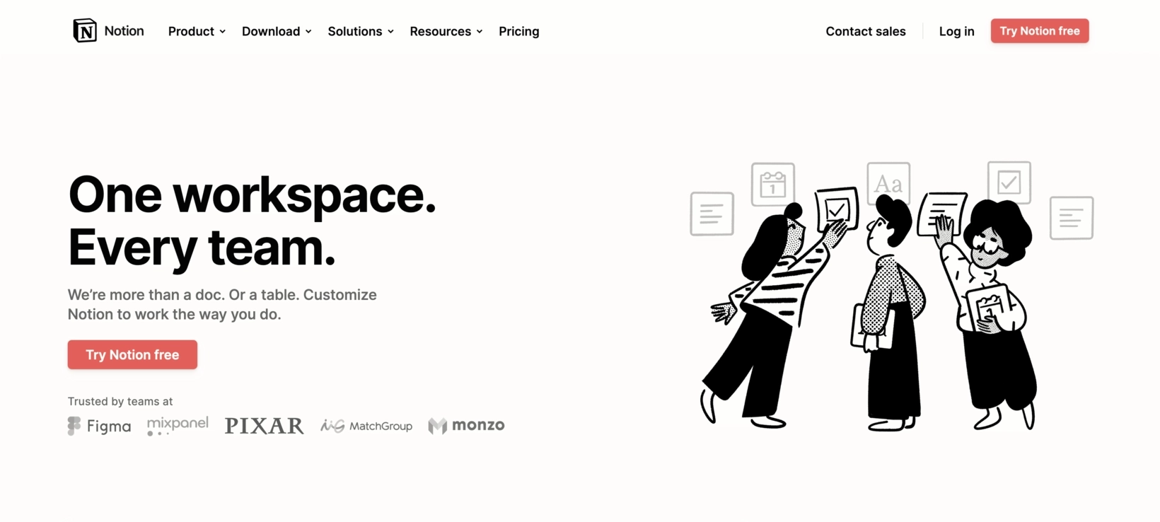 SaaS Brand Archetypes: Screenshot of Notion's homepage