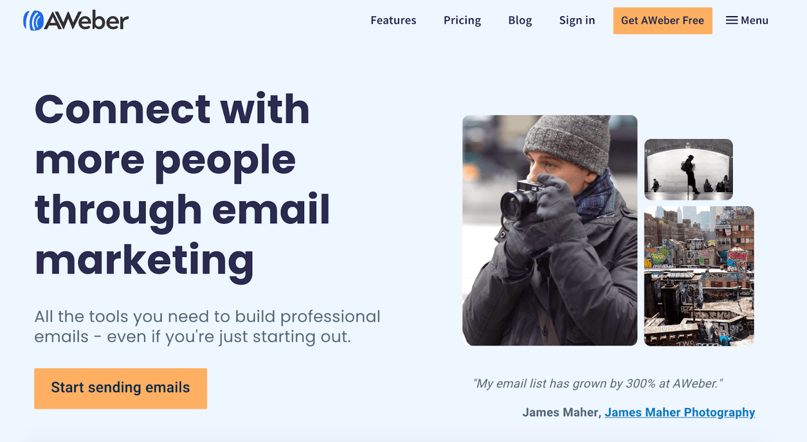 ConvertKit Alternatives: Screenshot of AWeber homepage