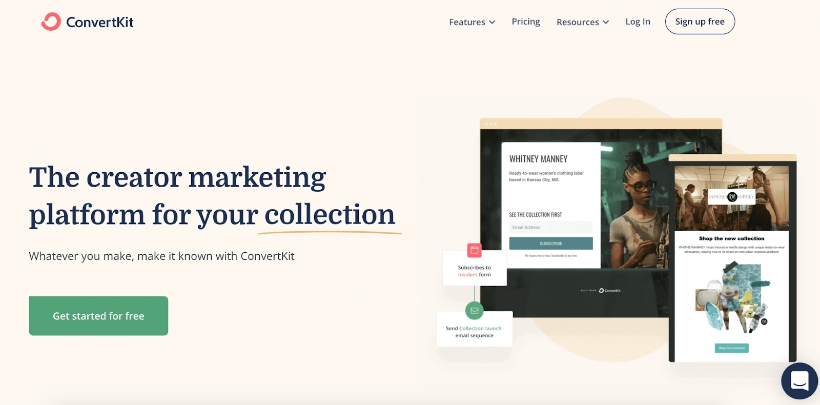 ConvertKit Alternatives: Screenshot of ConvertKit homepage