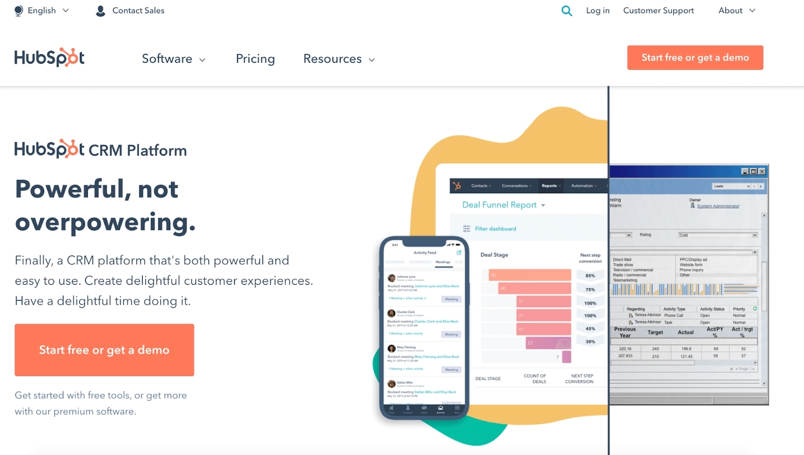ConvertKit Alternatives: Screenshot of HubSpot homepage