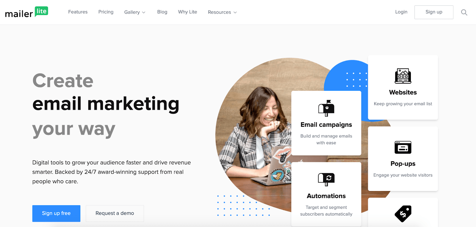 ConvertKit Alternatives: Screenshot of MailerLite homepage