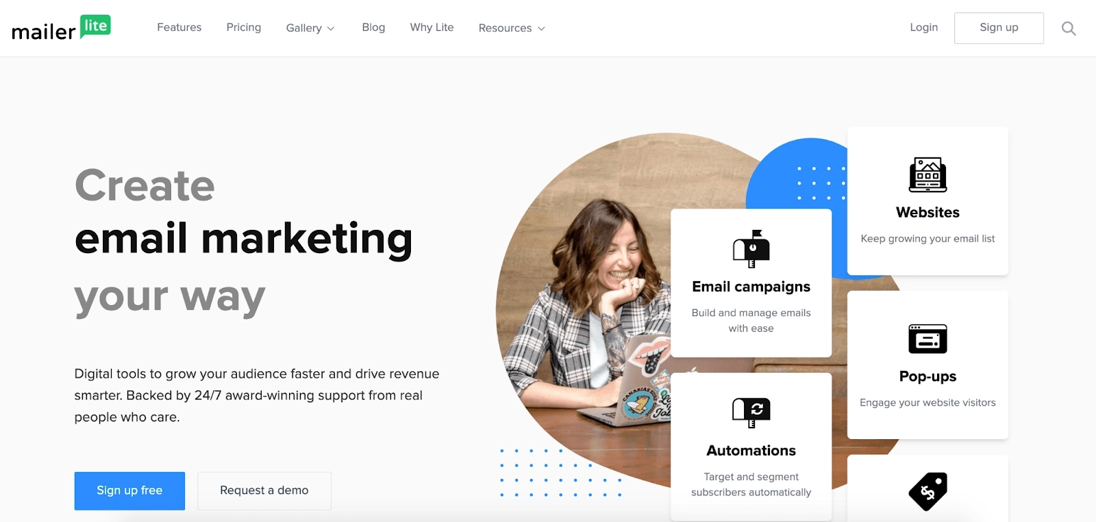 ConvertKit Alternatives: Screenshot of MailerLite homepage