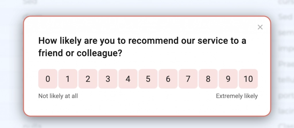 SaaS Customer Segmentation Guide: A screenshot of an NPS survey