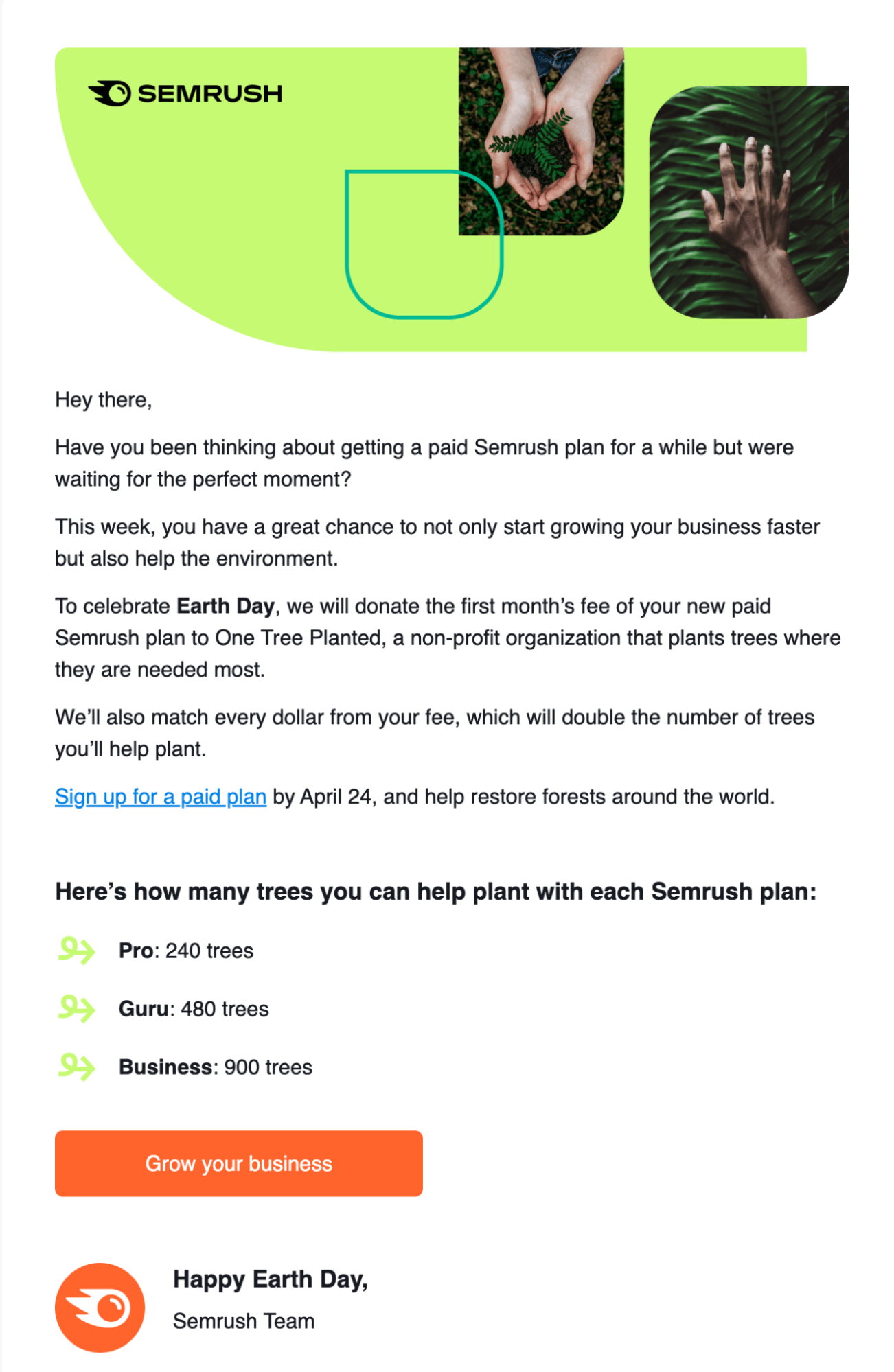Email Engagement Content Ideas: Screenshot of Semrush's email urging users to avail a limited-time offer