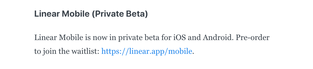 Email Marketing for Devtools: Screenshot of Linear's email with a simple link