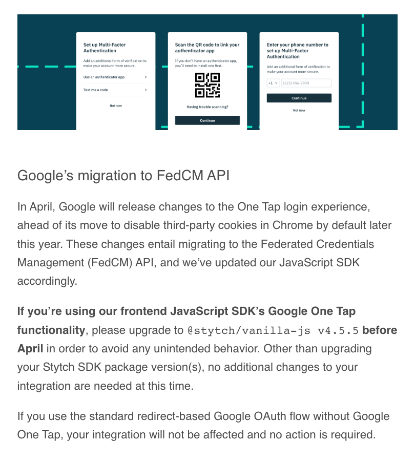 Email Marketing for Devtools: Screenshot of Stytch's email featuring industry news and reports