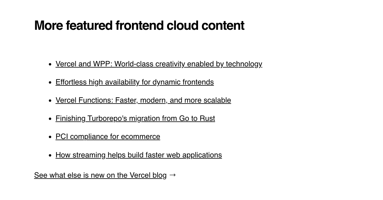 Email Marketing for Devtools: Screenshot of Vercel's email featuring blog highlights