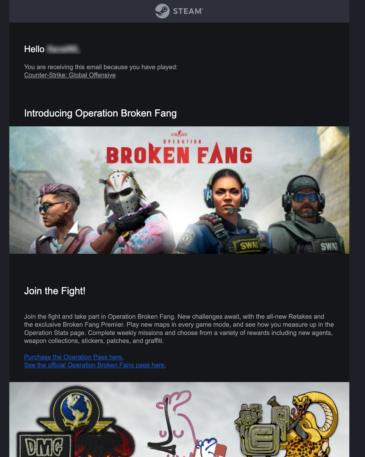 Email Marketing for Game Brands: Screenshot of Steam's re-engagement email