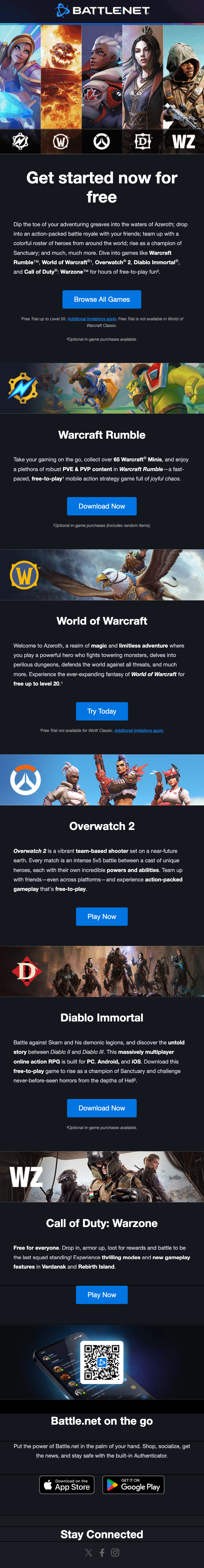 Email Marketing for Game Brands: Screenshot of Blizzard's second email for Battle.net in its welcome series