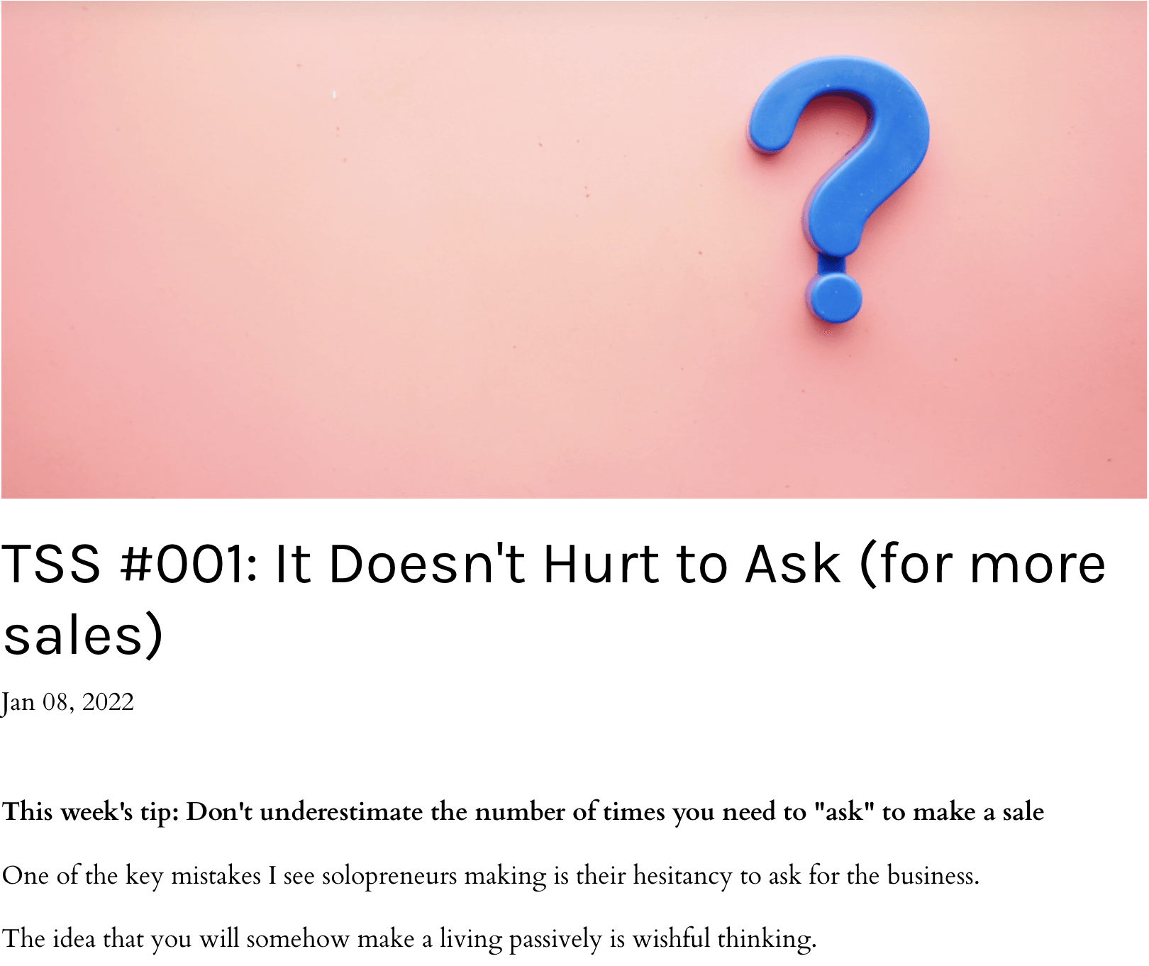 Email Marketing in Other Industries: Screenshot of Justin Welsh's email