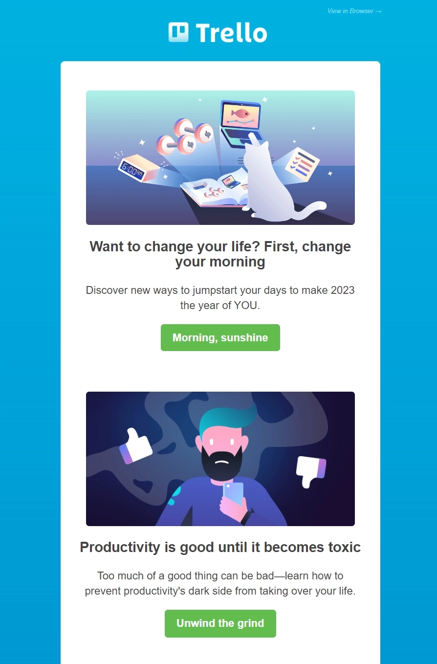 Email Writing Style: Screenshot of Trello's email