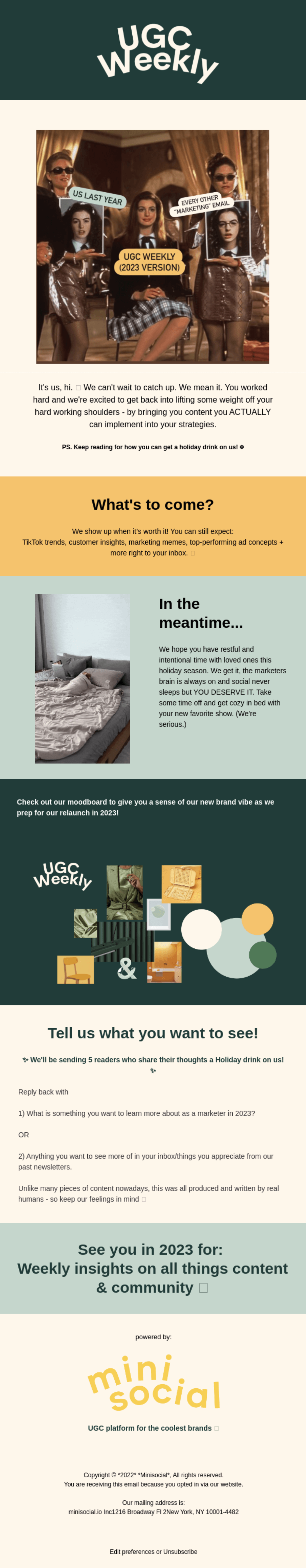 GIFs in SaaS Emails: Screenshot of Minisocial's newsletter