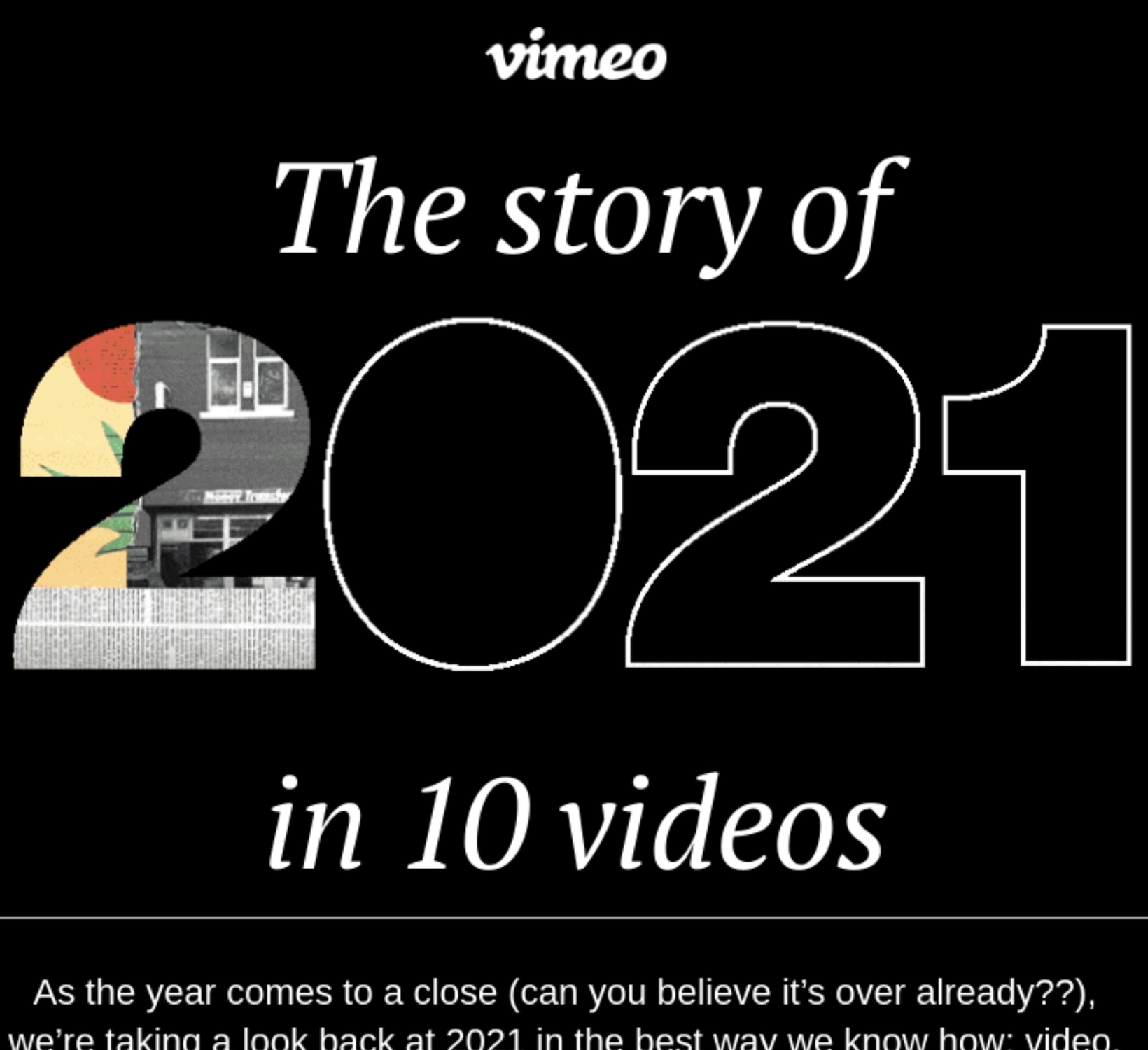 GIFs in SaaS Emails: Screenshot of Vimeo's year-in-review email