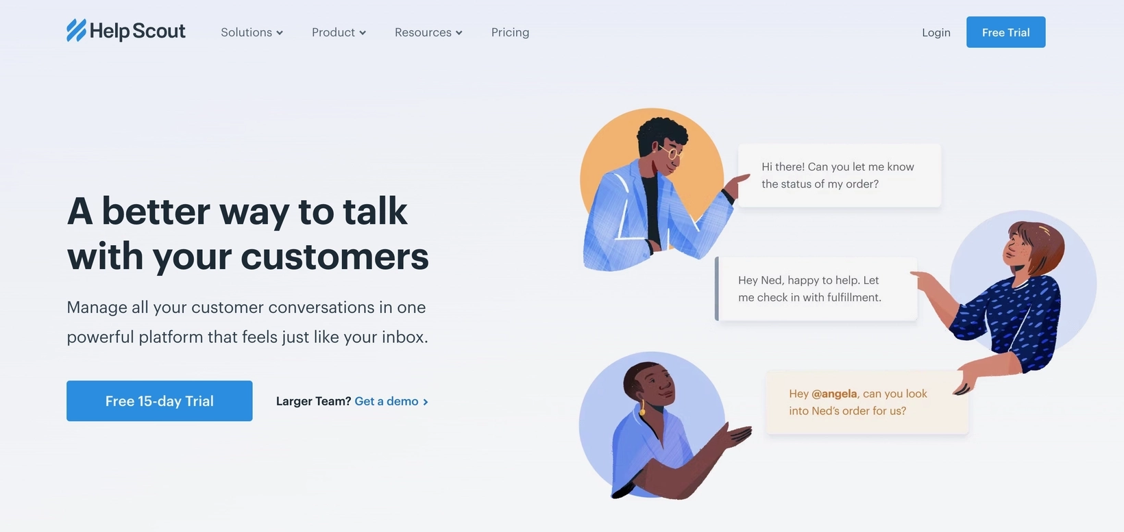 HubSpot Alternatives: Screenshot of Help Scout's homepage
