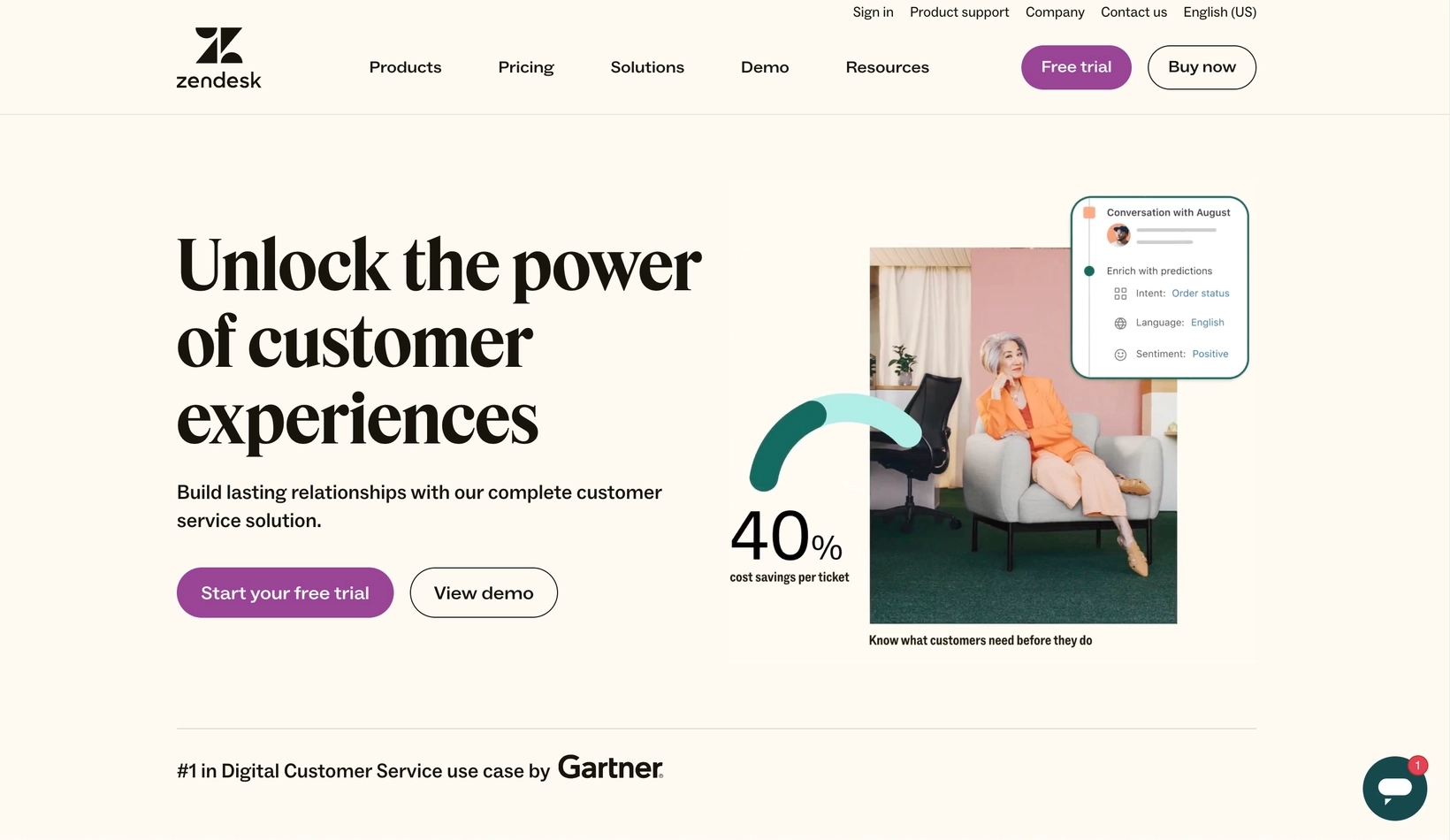 HubSpot Alternatives: Screenshot of Zendesk's homepage