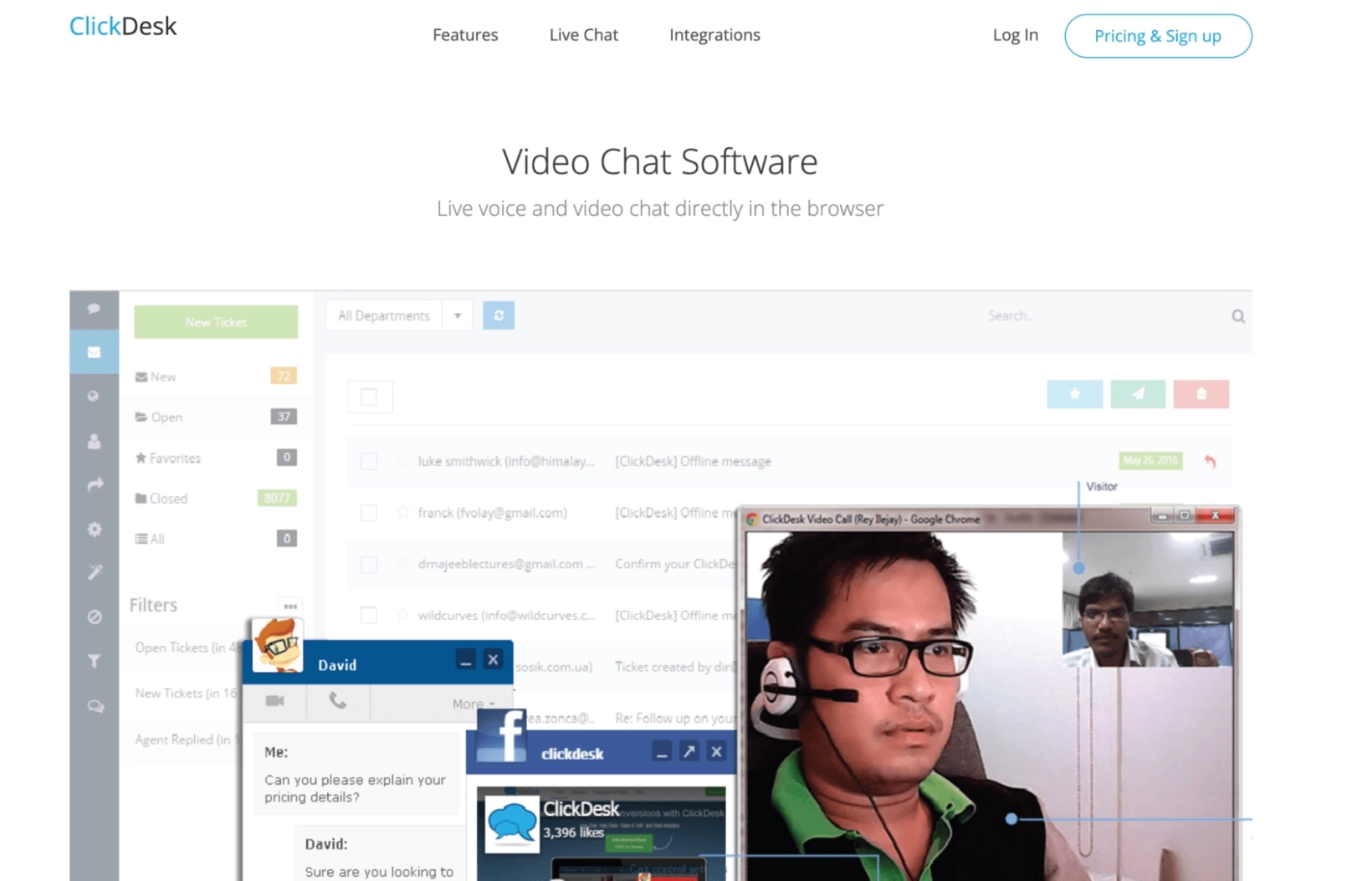 Intercom Alternatives: Screenshot of ClickDesk homepage