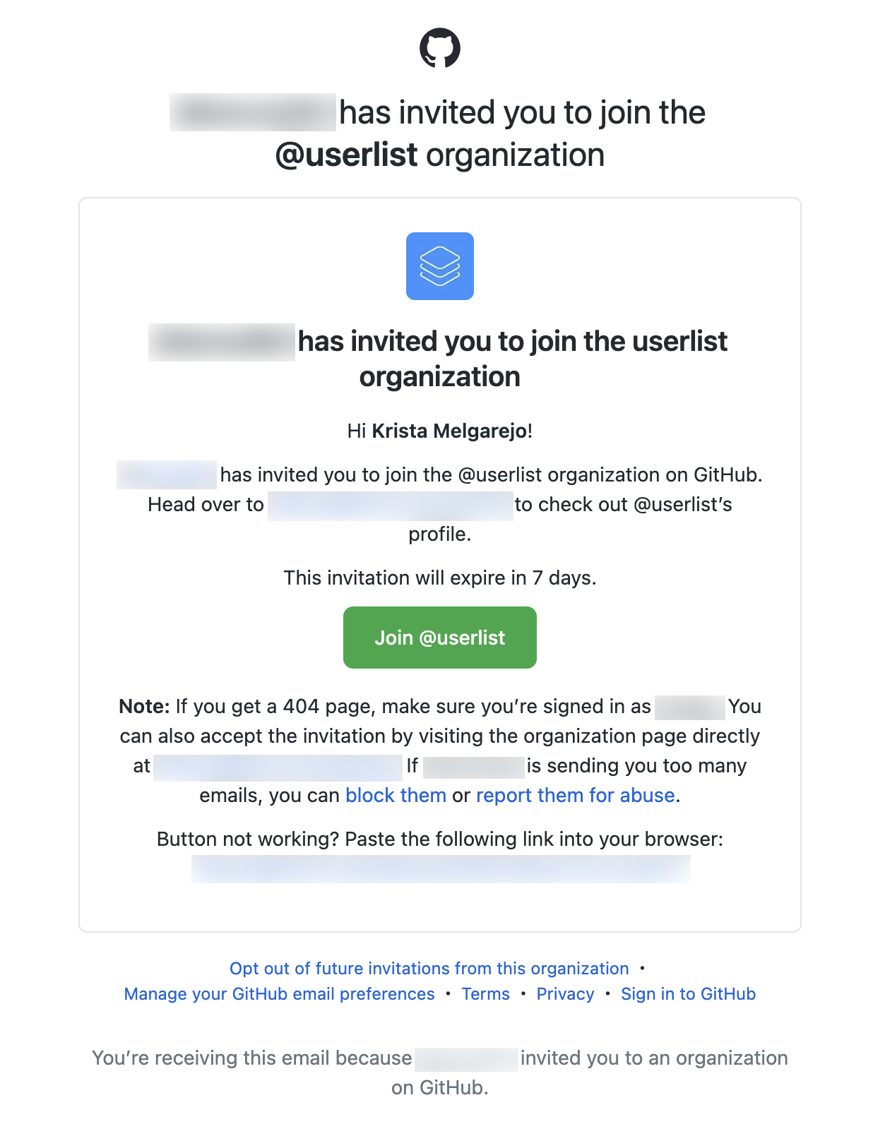 SaaS Invite Your Team Emails: Screenshot of GitHub's email about a team invitation
