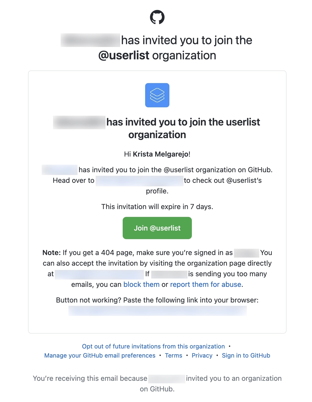 SaaS Invite Your Team Emails: Screenshot of GitHub's email about a team invitation