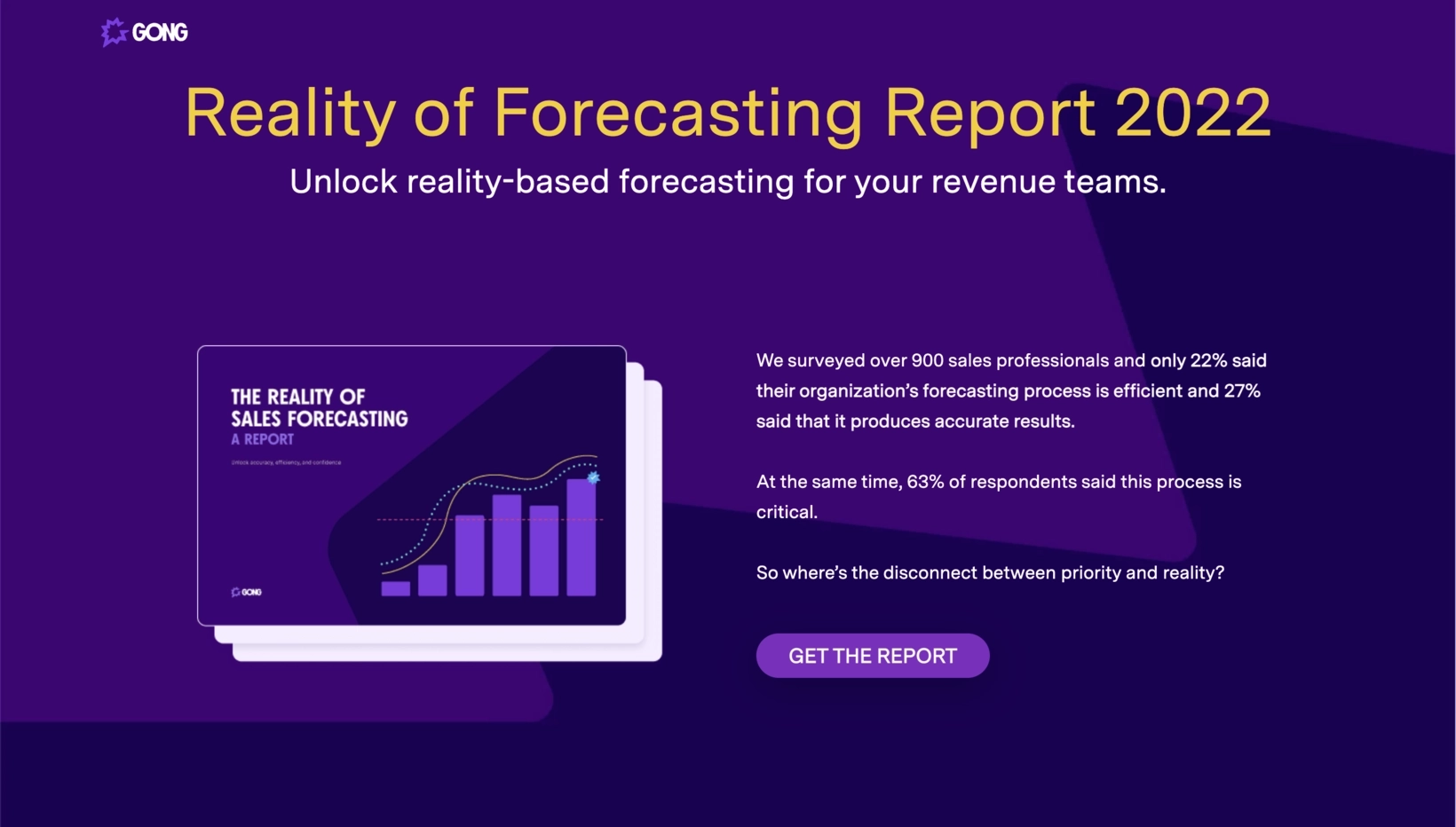SaaS Lead Magnets: Screenshot of Gong's report lead magnet signup page