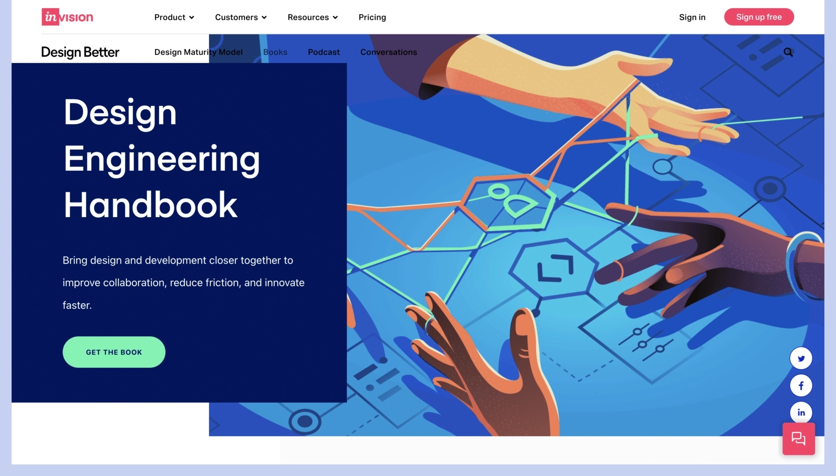SaaS Lead Magnets: Screenshot of InVision's handbook lead magnet sign up page