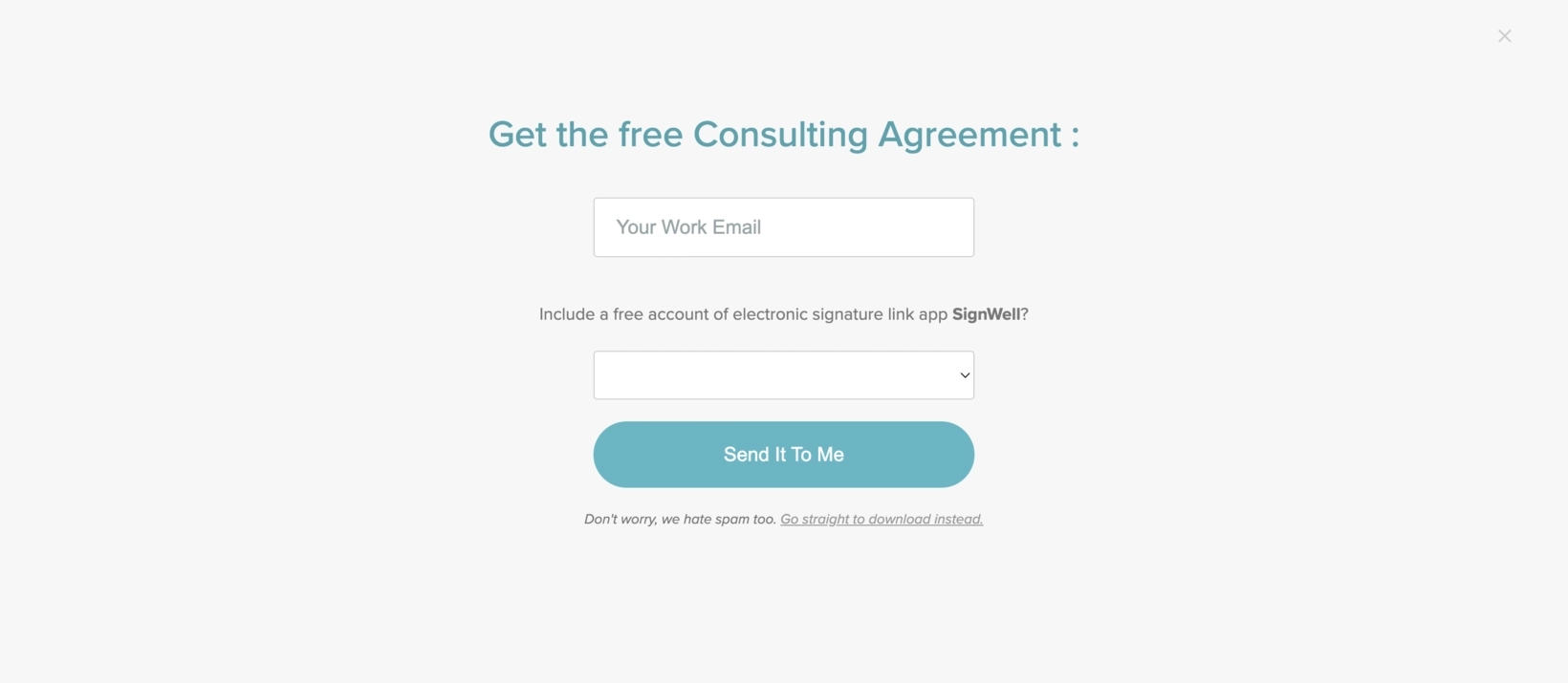 SaaS Lead Magnets: Screenshot of SignWell's contract templates lead magnet signup page
