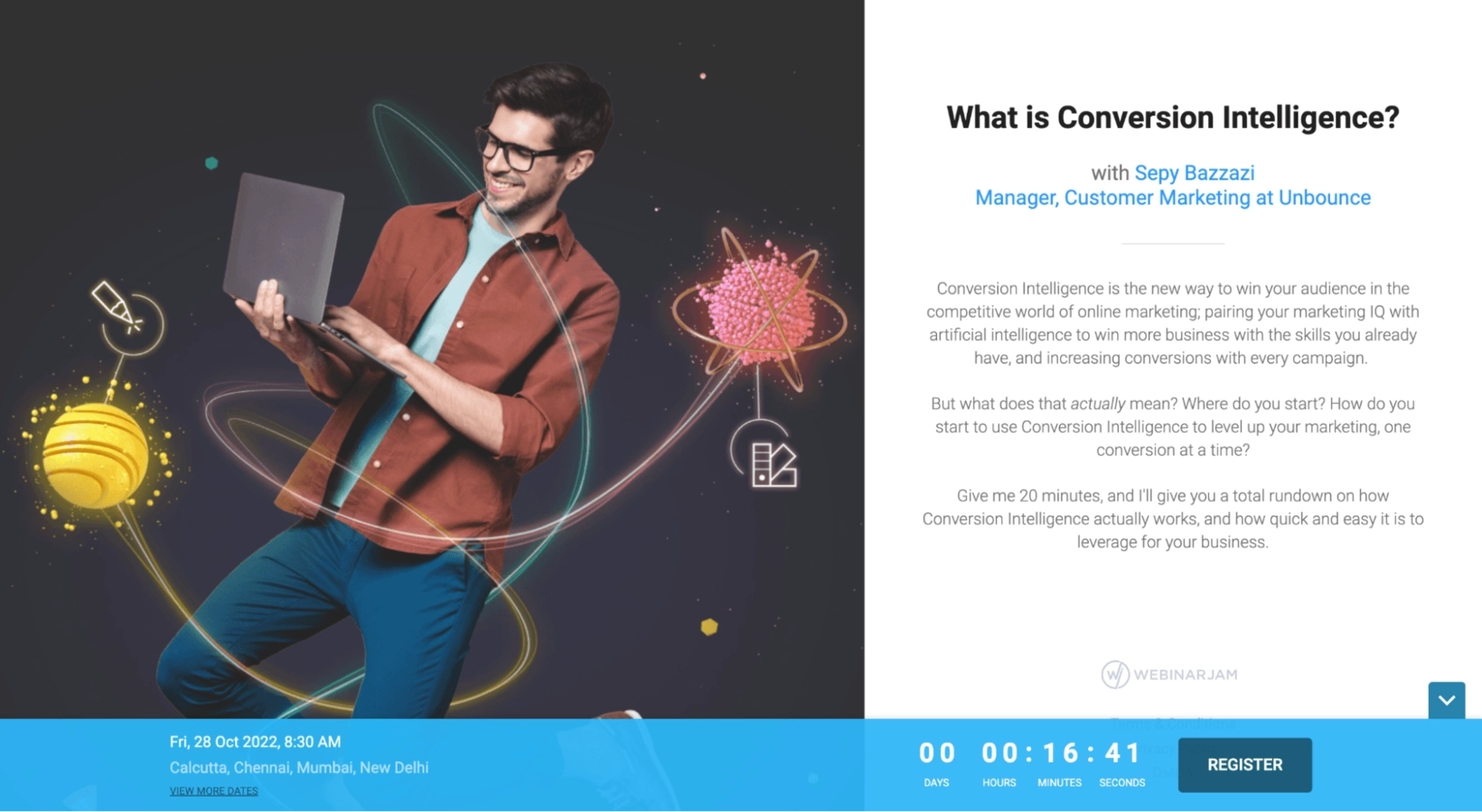 SaaS Lead Magnets: Screenshot of Unbounce's webinar lead magnet signup page