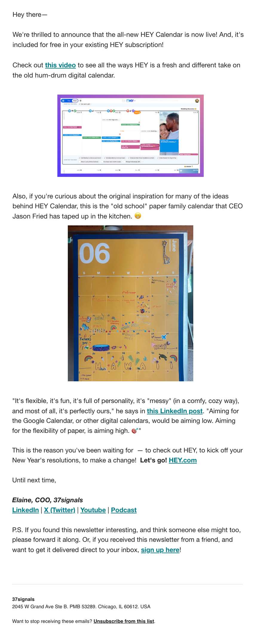 SaaS Plain Text Emails: Screenshot of 37signals' nearly plain text email