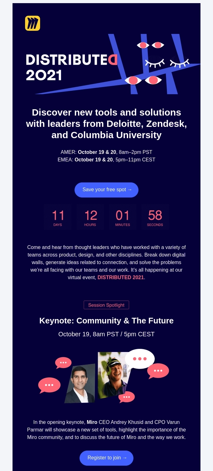 SaaS Product Launch Emails: Screenshot of Miro's launch email
