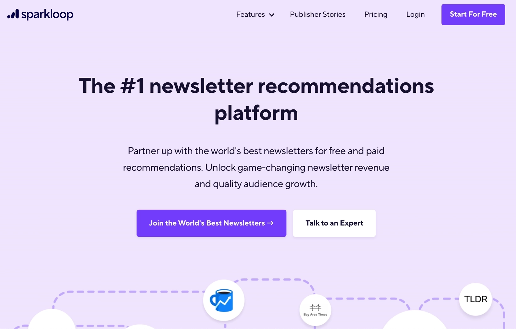 Professional Email Marketing Tools: Screenshot of SparkLoop's homepage
