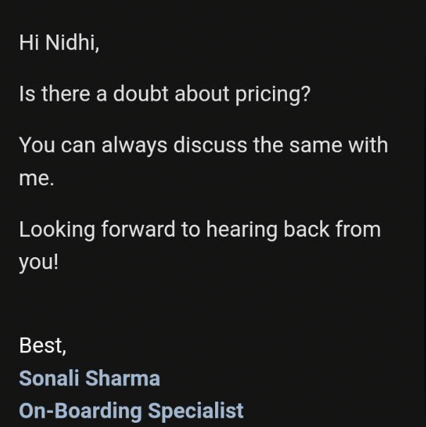 SaaS Re-engagement Emails: Screenshot of SalesHandy's emails