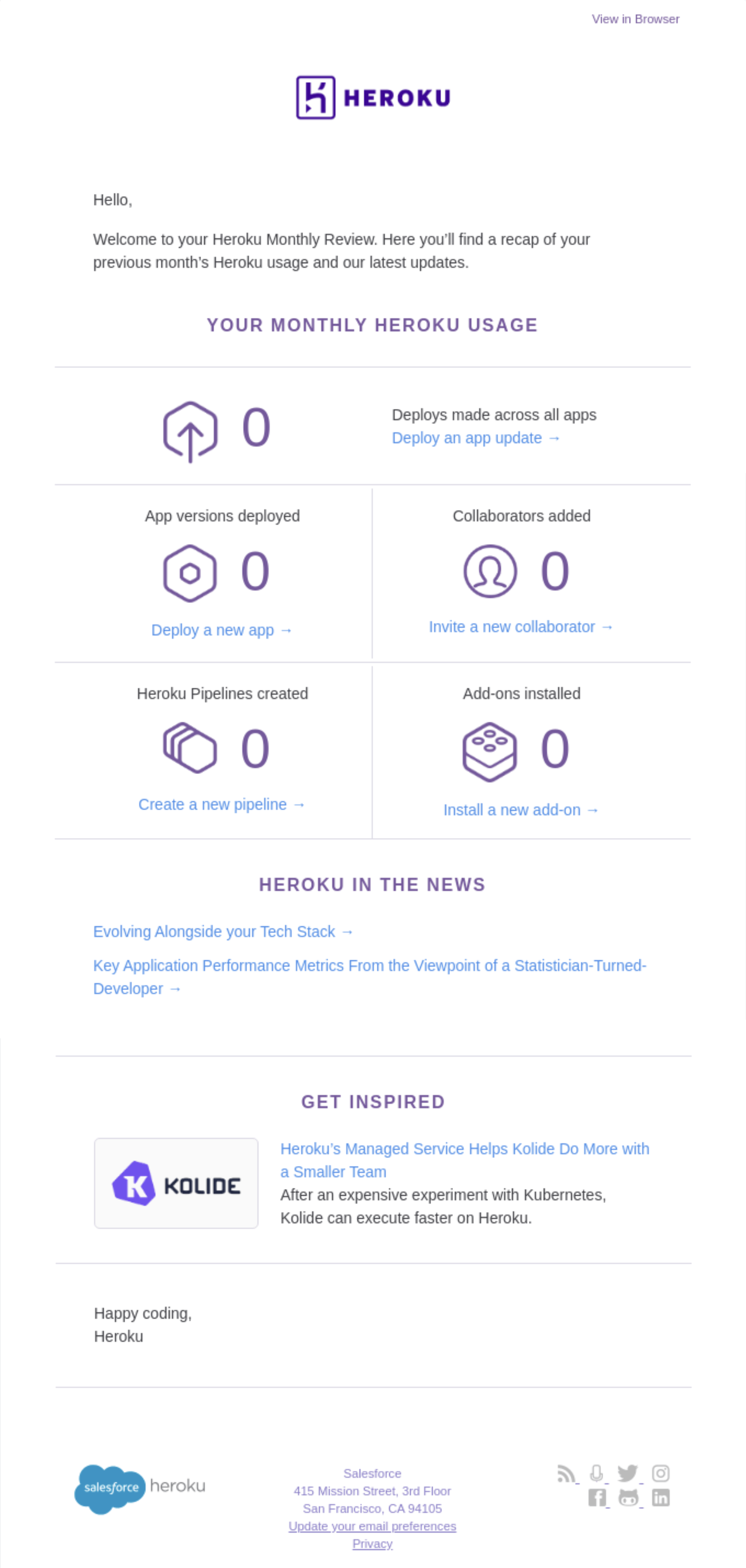 SaaS Report Emails: Screenshot of Heroku's report email