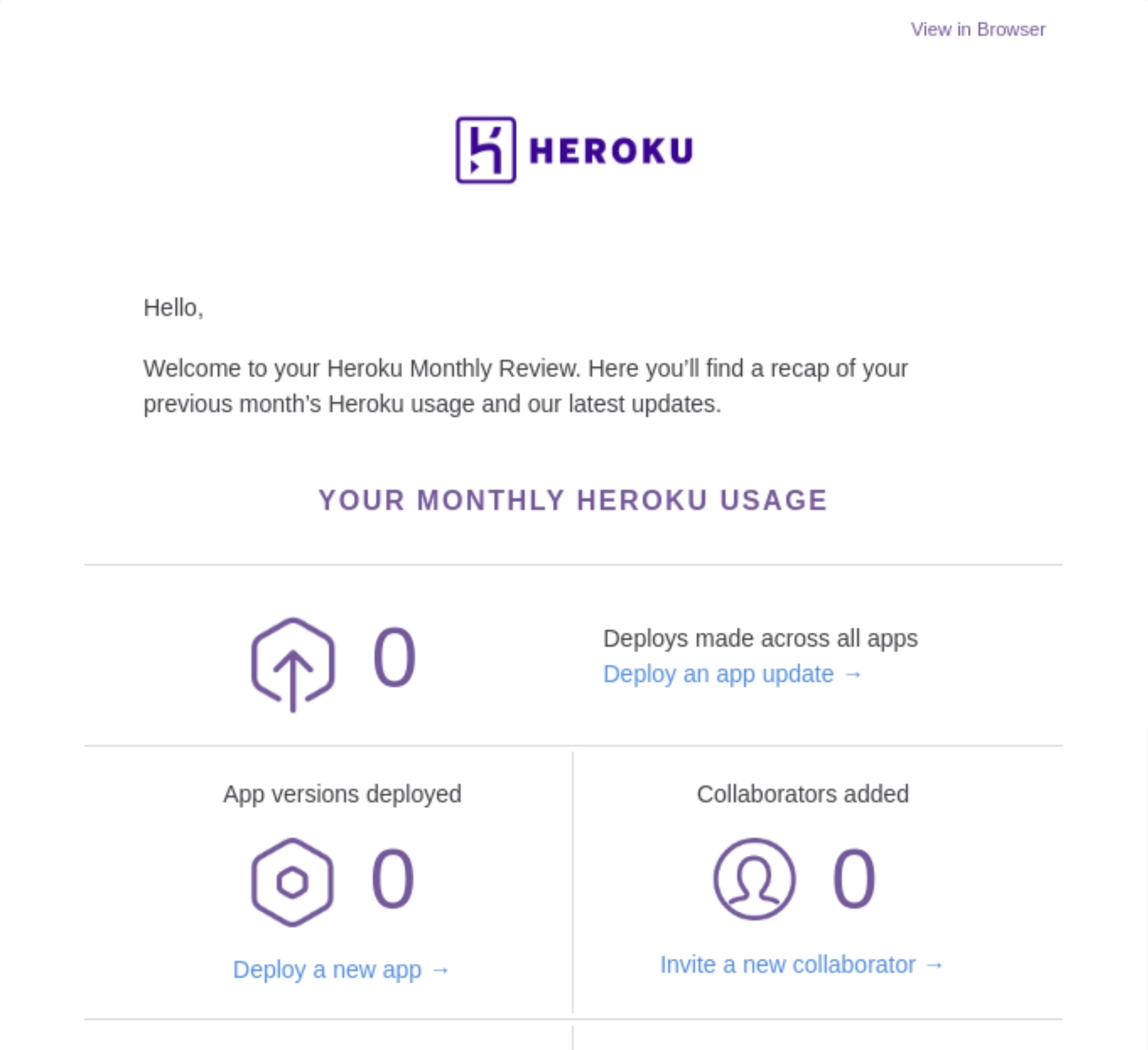 SaaS Report Emails: Screenshot of Heroku's report email