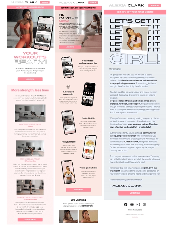 SaaS Email Nurture Campaigns: Alexia Clark's nurture emails