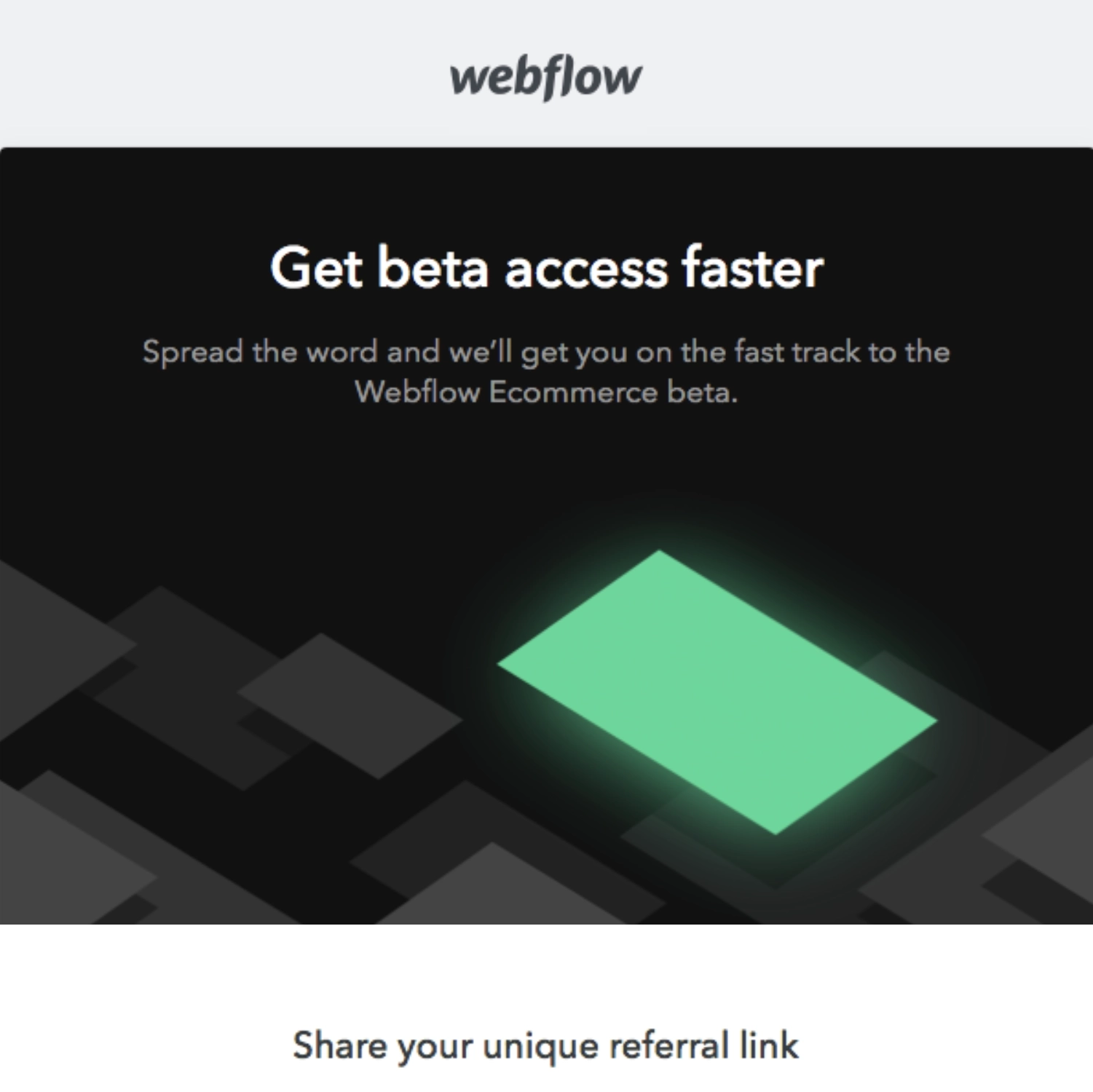 SaaS Referral Emails: Screenshot of Webflow's referral email
