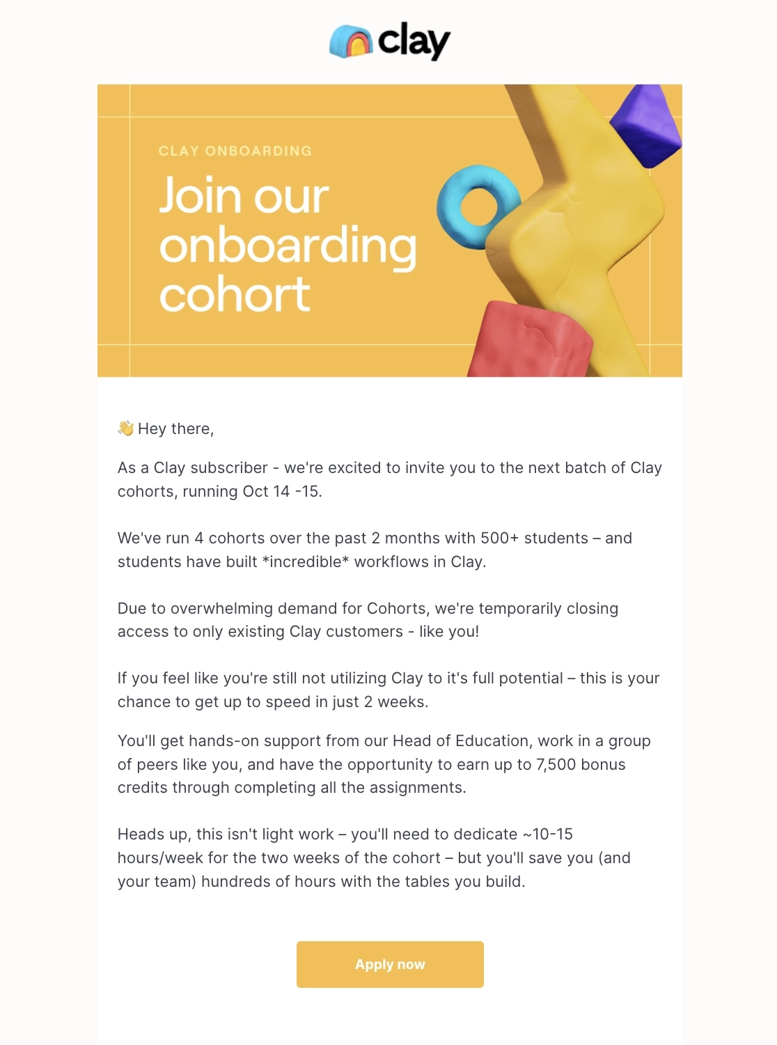 SaaS Webinar Emails: Screenshot of Clay's webinar email