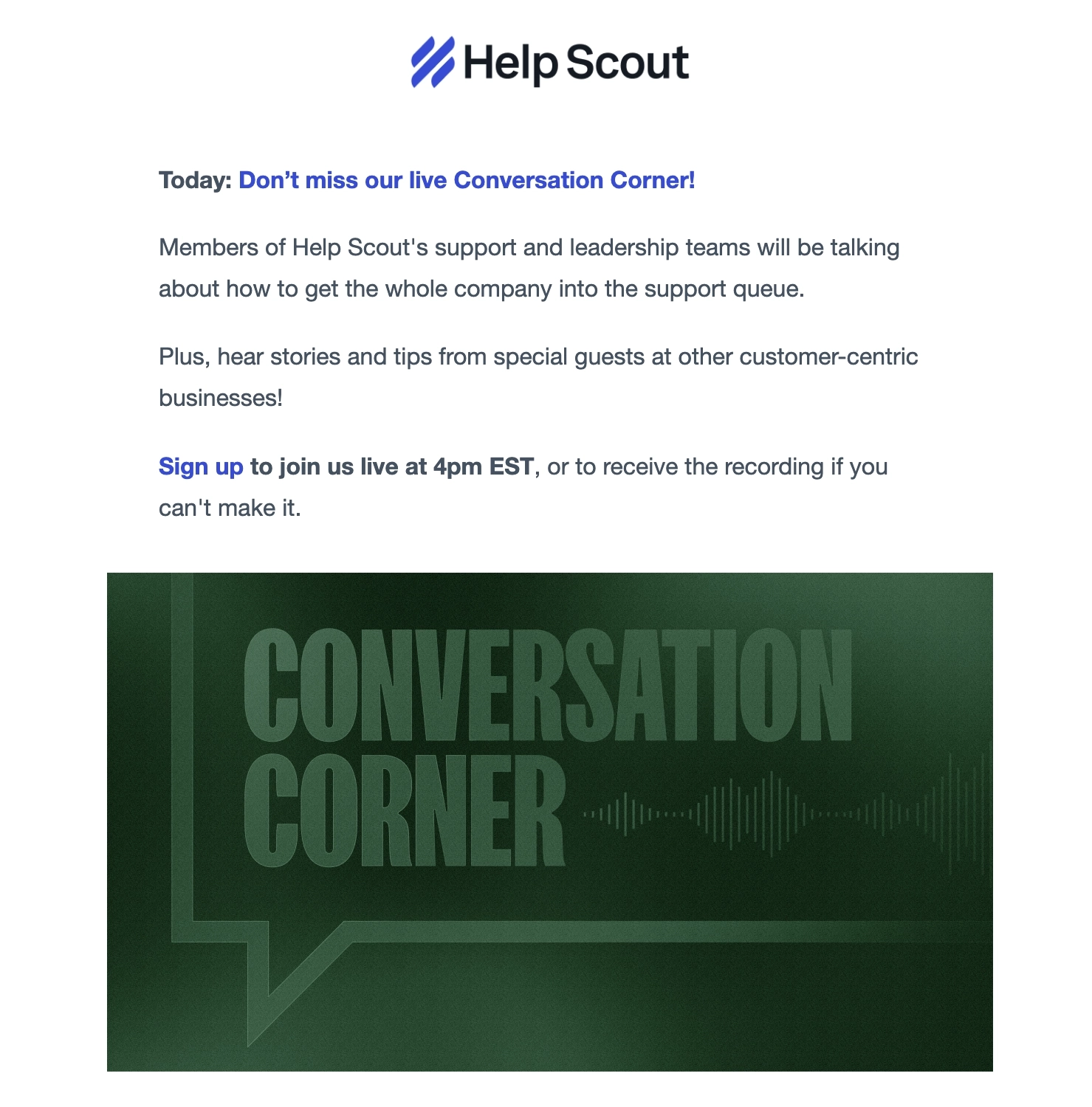 SaaS Webinar Emails: Screenshot of Help Scout's webinar email