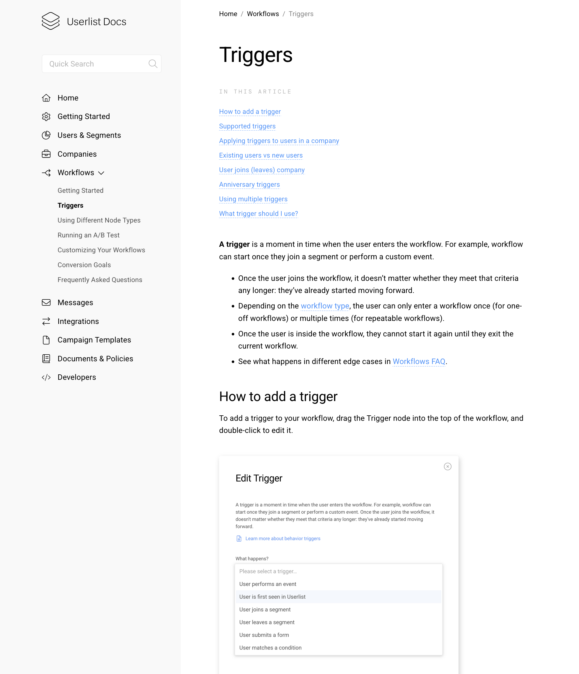 Userlist Redesign: Old version of docs page