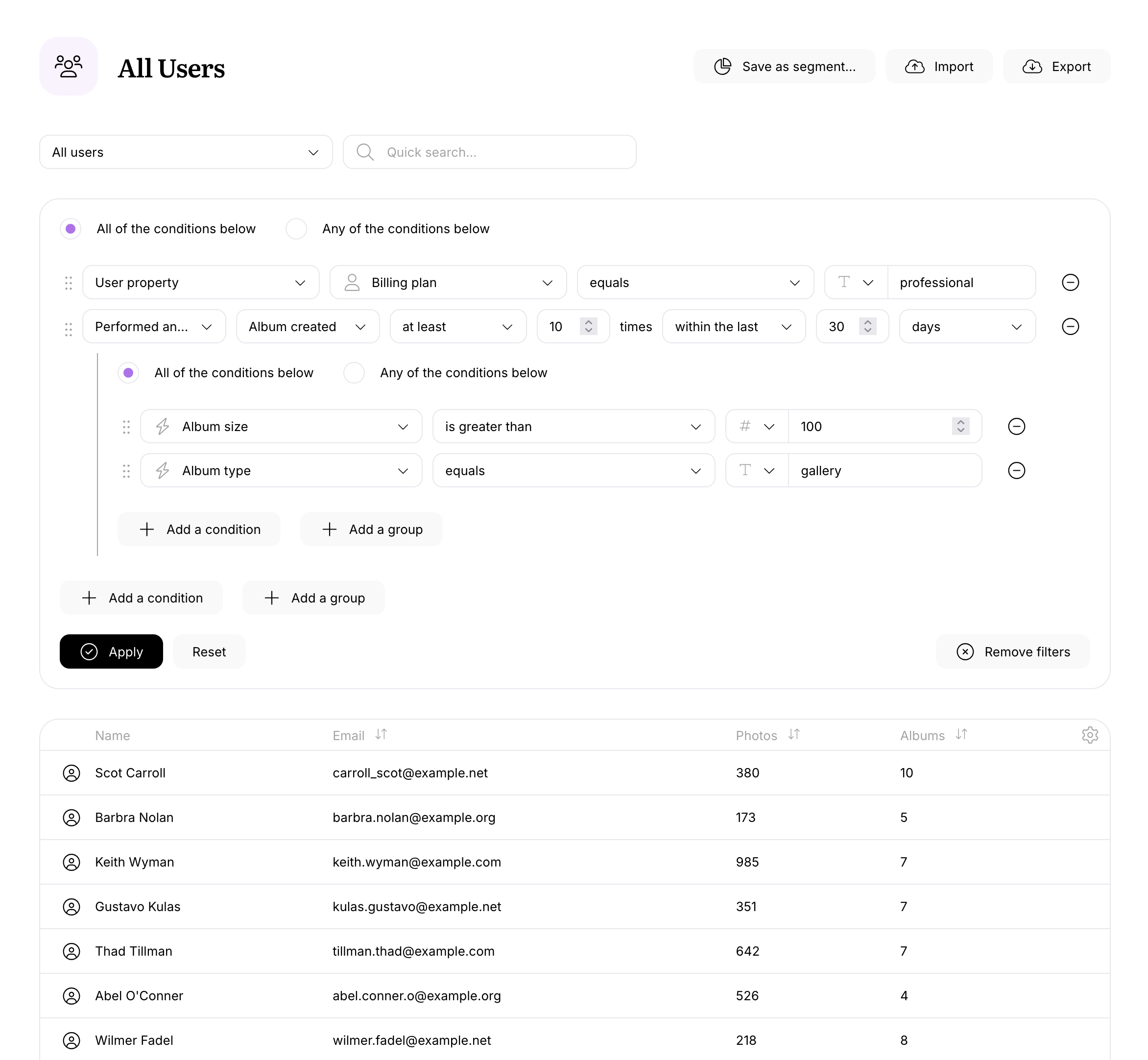 Userlist Redesign: Our new filters