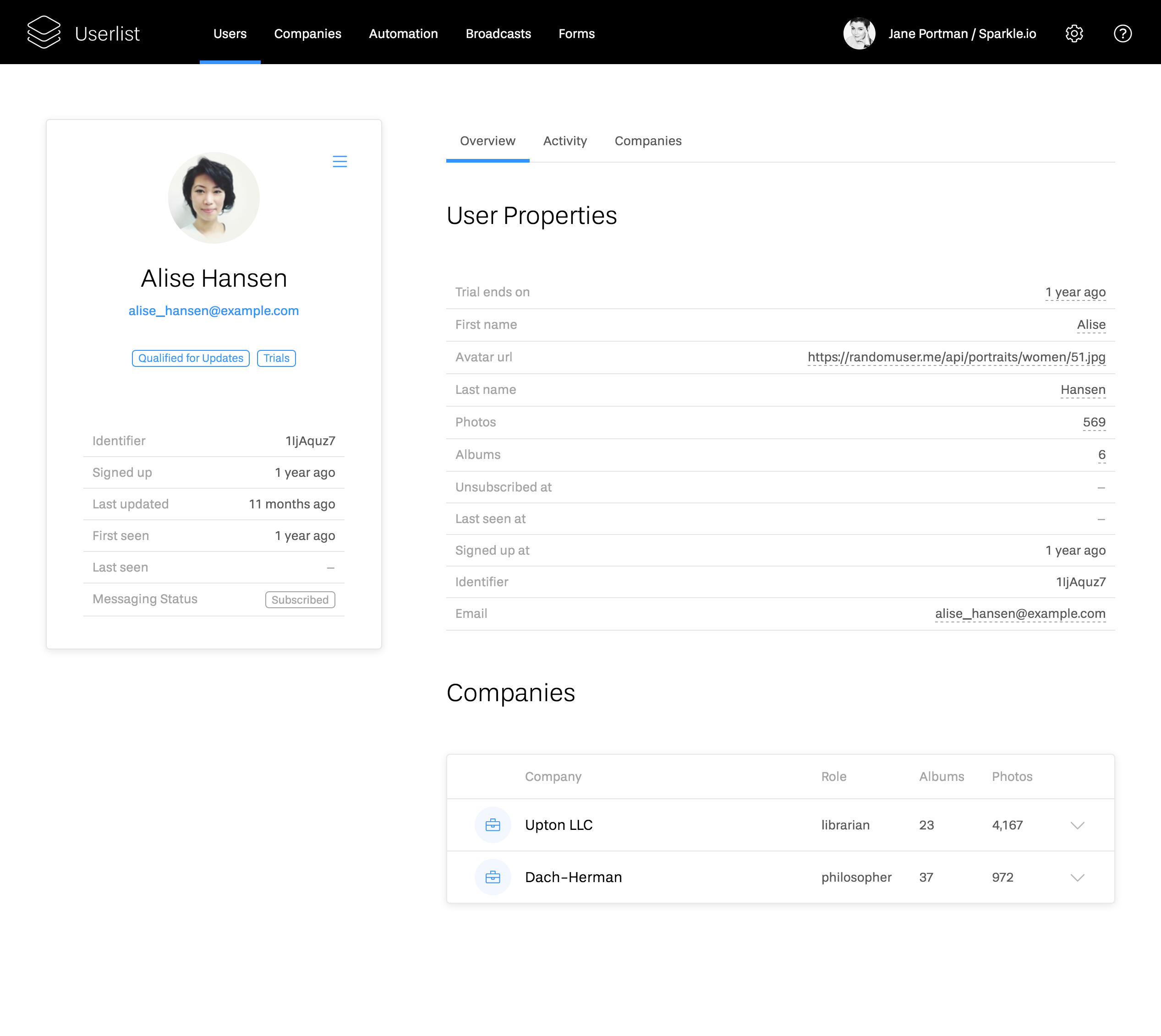 Userlist Redesign: Old version of user profile