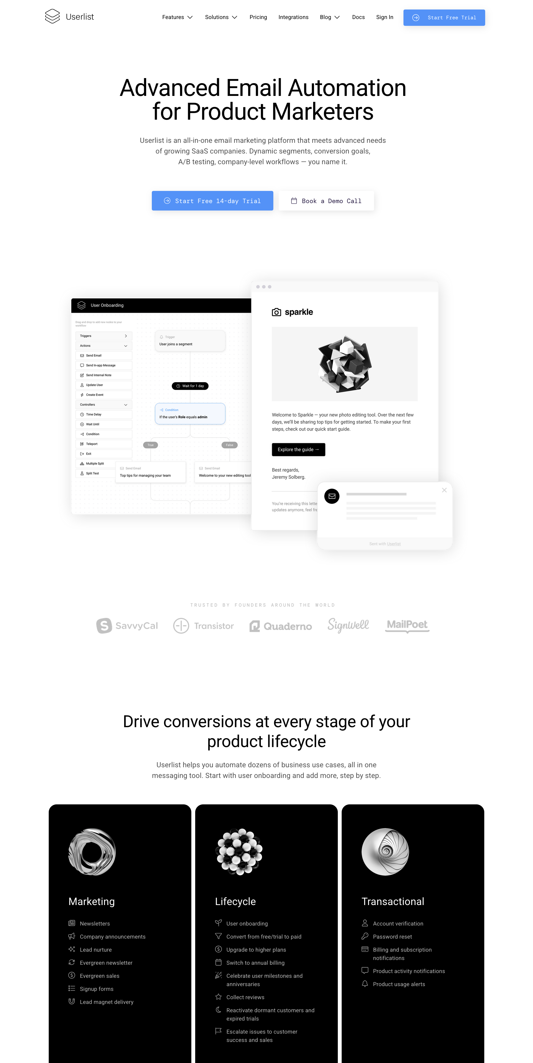 Userlist Redesign: Old version of website's hero section