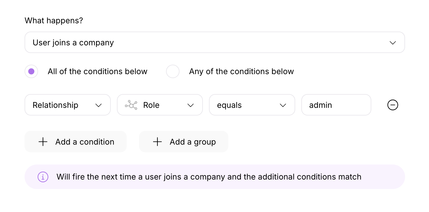 Triggering a workflow for new admins joining an account