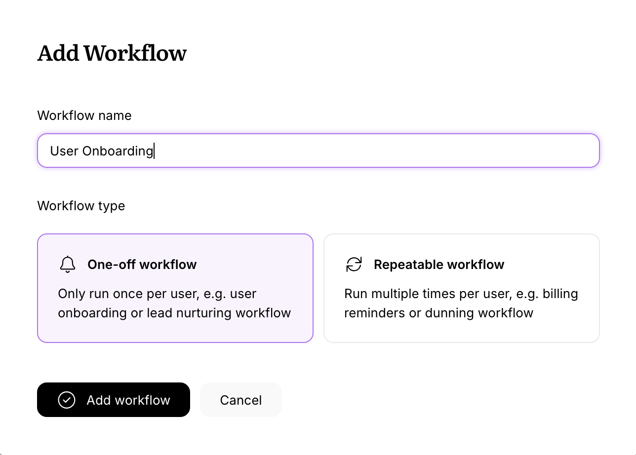 Creating a new workflow in Userlist